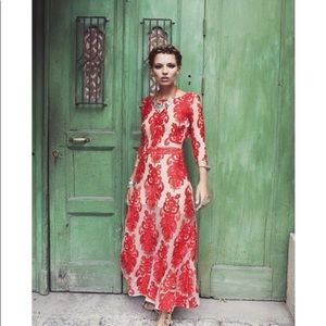For Love & Lemons San Marcos Red Maxi Dress